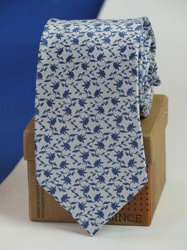 White Floral Woven Necktie - TOSSIDO