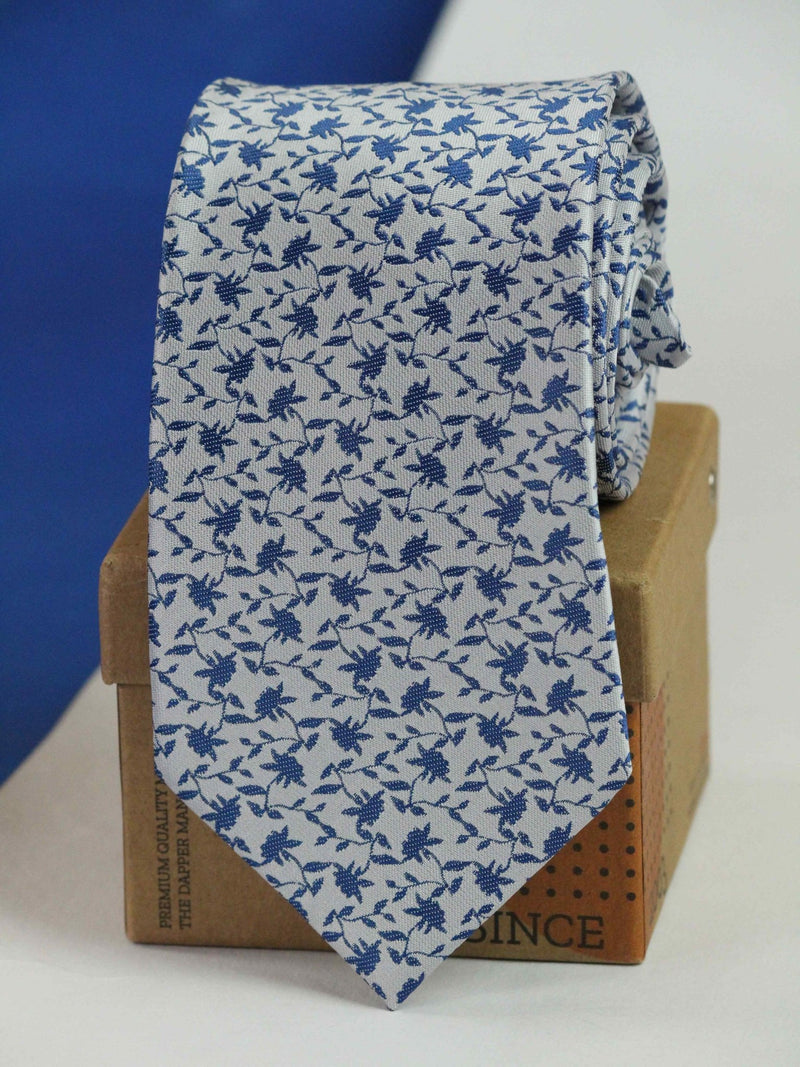White Floral Woven Necktie - TOSSIDO
