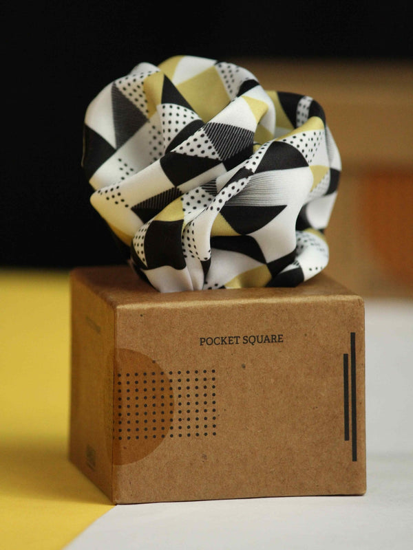 White Geometric Pocket Square - TOSSIDO