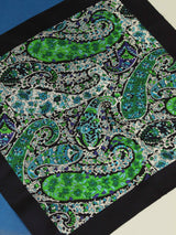 White & Green Paisley Silk Pocket Square - TOSSIDO