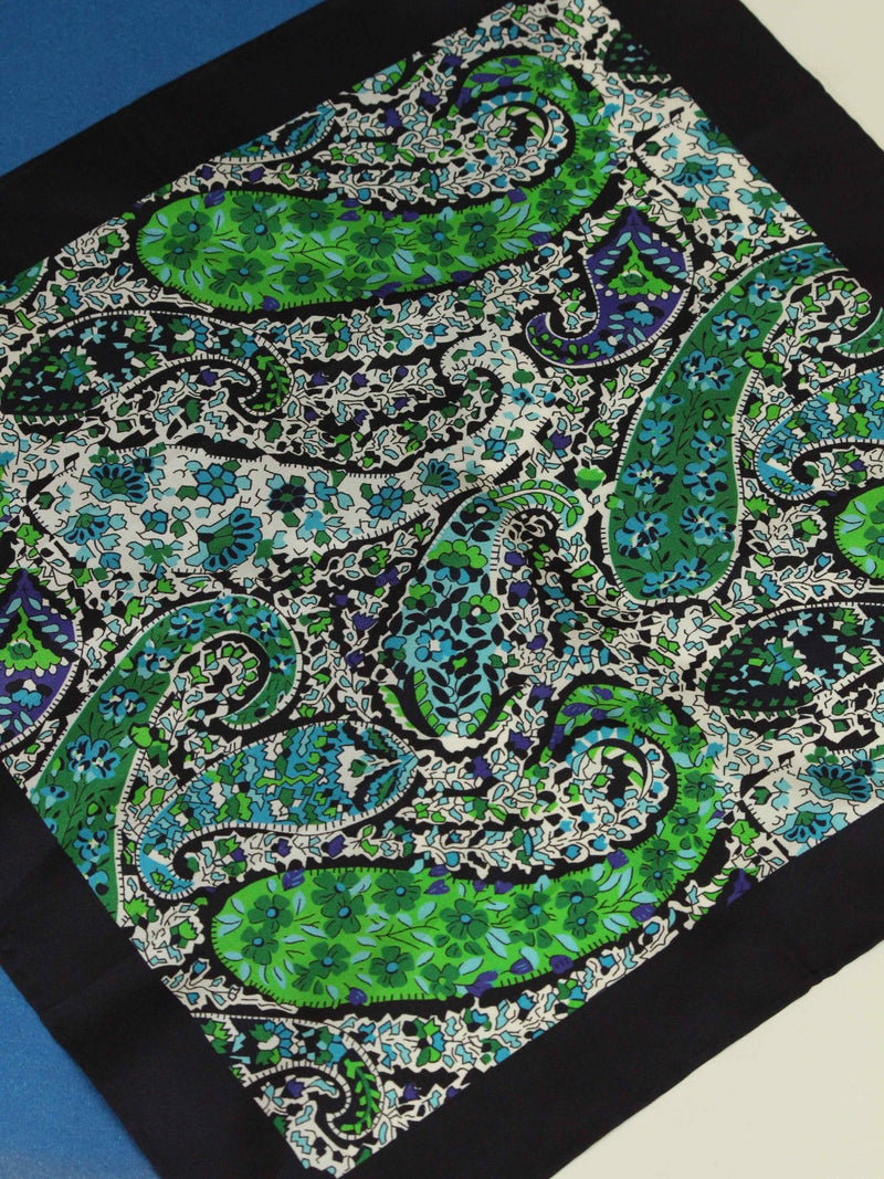 White & Green Paisley Silk Pocket Square - TOSSIDO