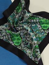 White & Green Paisley Silk Pocket Square - TOSSIDO