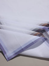 White Lavender Border Stripe Cotton Handkerchief Set