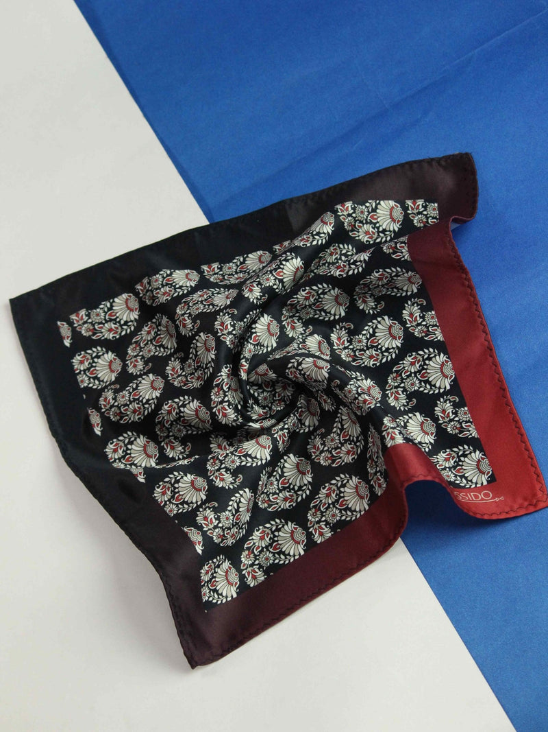 White Paisley Pocket Square - TOSSIDO