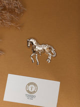 White & Pink Carousel Horse Brooch - TOSSIDO