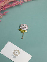 White & Pink Crystal Hydrangea Brooch - TOSSIDO