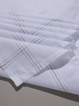 White Tan & Blue Dotted Border Cotton Handkerchief Set - TOSSIDO