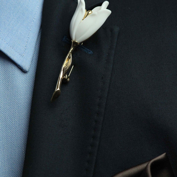 White Tulip Brooch