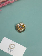 White & Yellow Enamel Pearl Flower Brooch - TOSSIDO