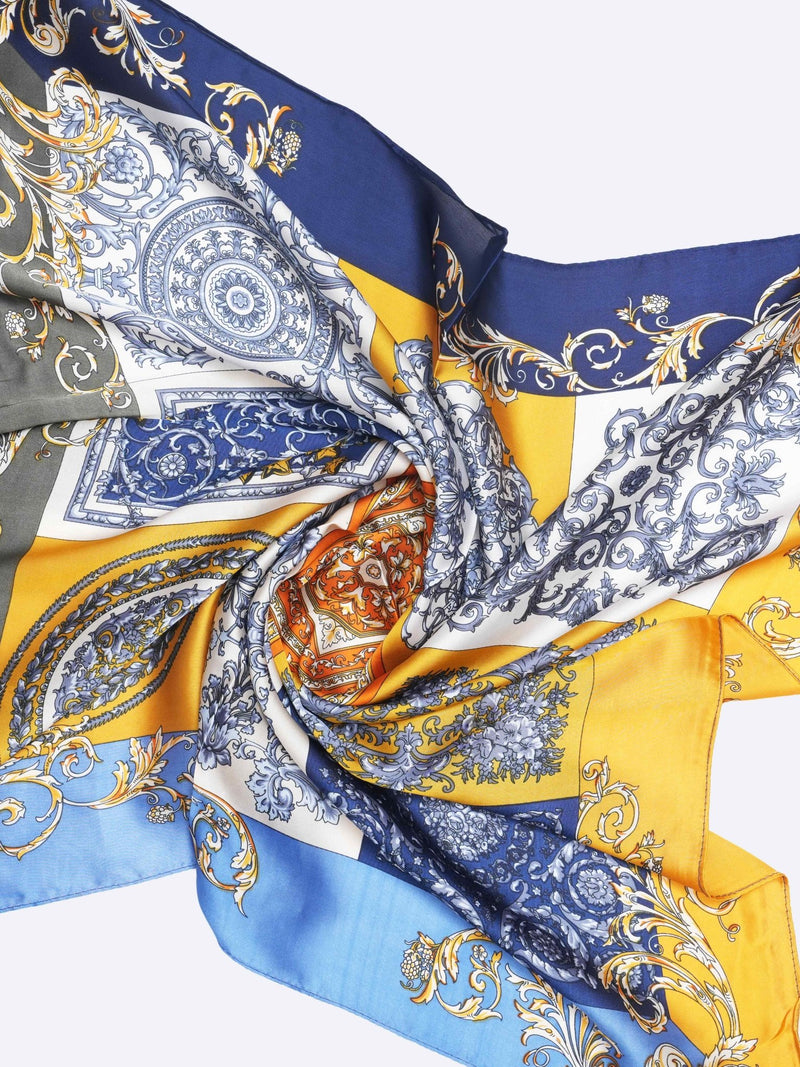 Yellow & Blue Floral Neckerchief - TOSSIDO