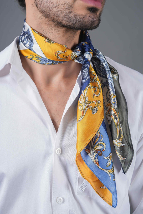 Yellow & Blue Floral Neckerchief - TOSSIDO