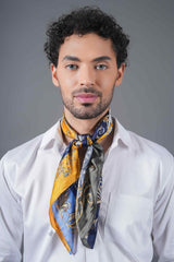 Yellow & Blue Floral Neckerchief - TOSSIDO