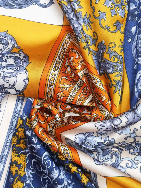 Yellow & Blue Floral Neckerchief - TOSSIDO