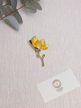 Yellow Enamel Magnolia Brooch - TOSSIDO