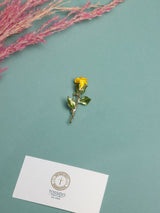 Yellow Enamel Rose Bud Brooch - TOSSIDO