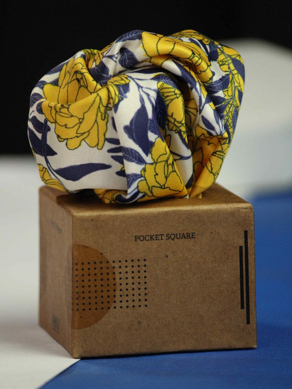 Yellow Floral Pocket Square - TOSSIDO