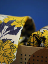 Yellow Floral Printed Necktie and Pocket Square Set - TOSSIDO