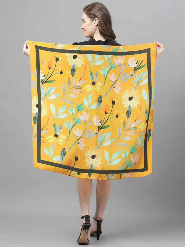 Yellow Floral Scarf & Scarf Bag Set - TOSSIDO
