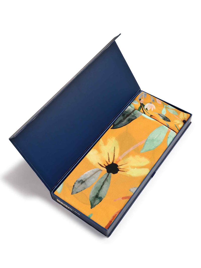 Yellow Floral Scarf & Scarf Bag Set - TOSSIDO