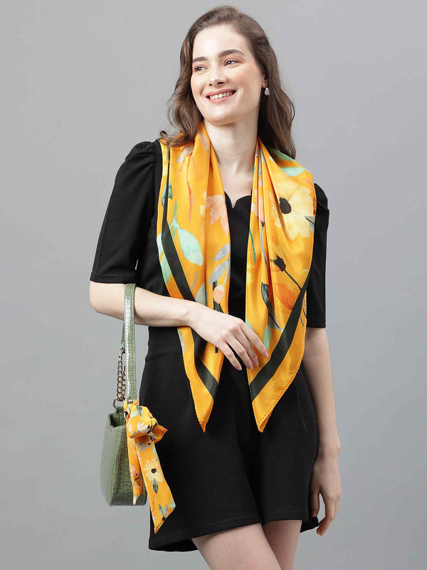 Yellow Floral Scarf & Scarf Bag Set - TOSSIDO