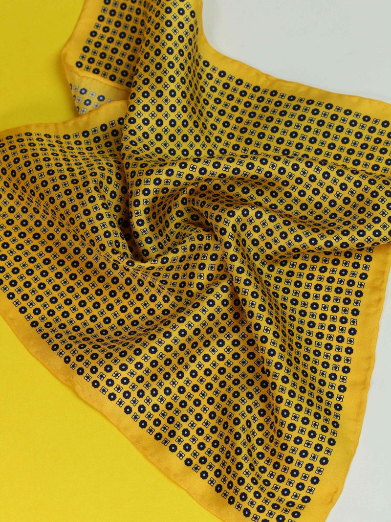 Yellow Floral Silk Pocket Square - TOSSIDO