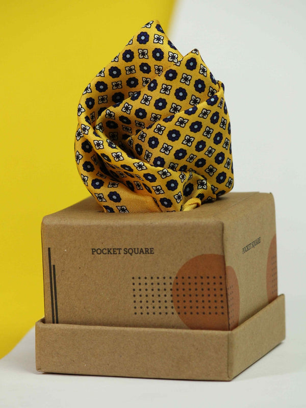 Yellow Floral Silk Pocket Square - TOSSIDO