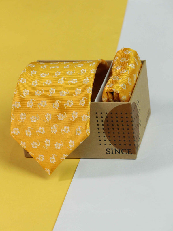 Yellow Necktie & Pocket Square Giftset - TOSSIDO