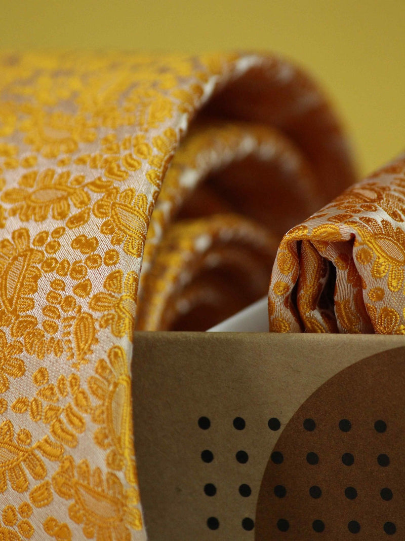 Yellow Necktie & Pocket Square Giftset - TOSSIDO