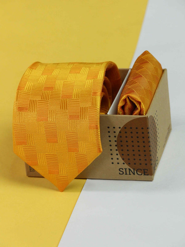 Yellow Necktie & Pocket Square Giftset - TOSSIDO