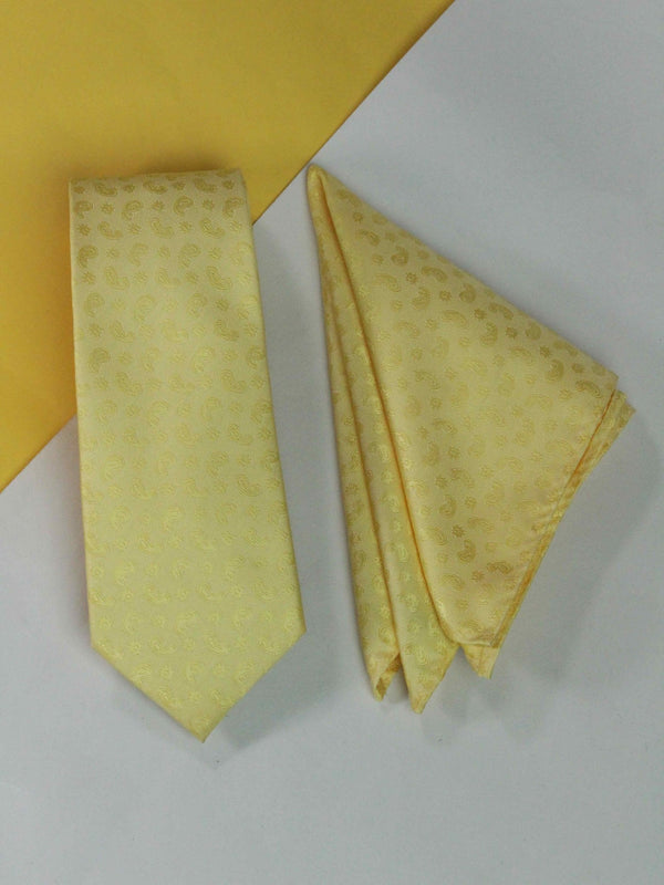 Yellow Paisley Necktie & Pocket Square Giftset - TOSSIDO