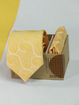 Yellow Paisley Necktie & Pocket Square Giftset - TOSSIDO