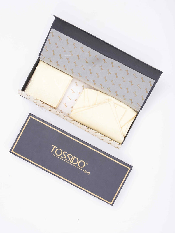Yellow Paisley Woven Ascot & Pocket Square - TOSSIDO