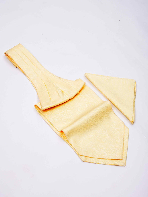 Yellow Paisley Woven Ascot & Pocket Square - TOSSIDO