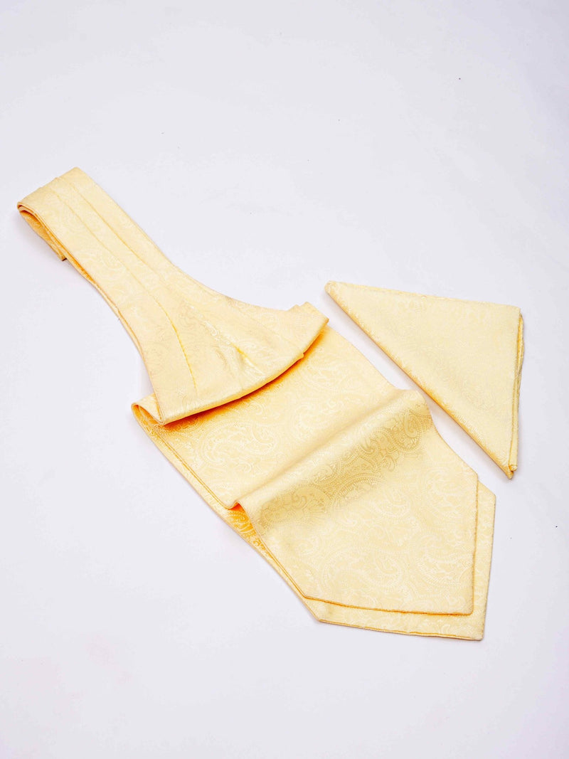 Yellow Paisley Woven Ascot & Pocket Square - TOSSIDO
