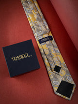 Yellow Paisley Woven Necktie - TOSSIDO