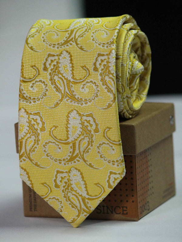 Yellow Paisley Woven Necktie - TOSSIDO