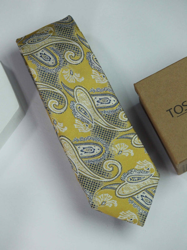 Yellow Paisley Woven Necktie - TOSSIDO