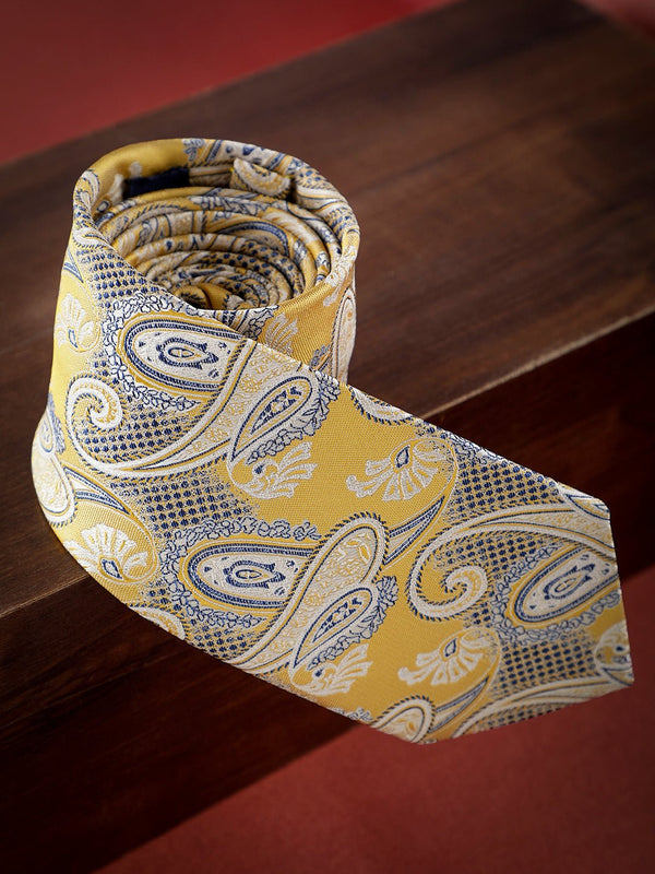 Yellow Paisley Woven Necktie - TOSSIDO