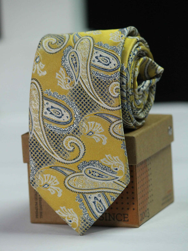 Yellow Paisley Woven Necktie - TOSSIDO