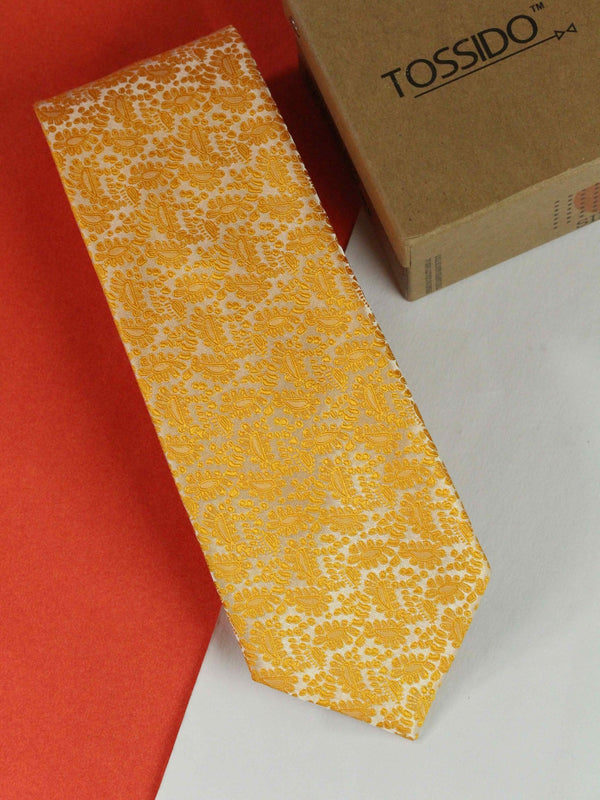 Yellow Paisley Woven Necktie - TOSSIDO