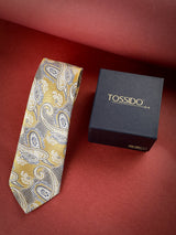 Yellow Paisley Woven Necktie - TOSSIDO