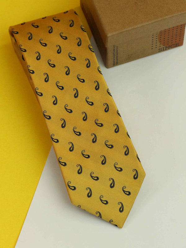 Yellow Paisley Woven Silk Necktie - TOSSIDO