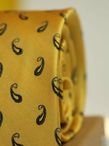 Yellow Paisley Woven Silk Necktie - TOSSIDO