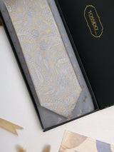 Yellow Paisley Woven Silk Necktie - TOSSIDO