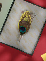 Yellow Peacock Feather Brooch - TOSSIDO