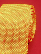 Yellow Solid Knitted Necktie - TOSSIDO