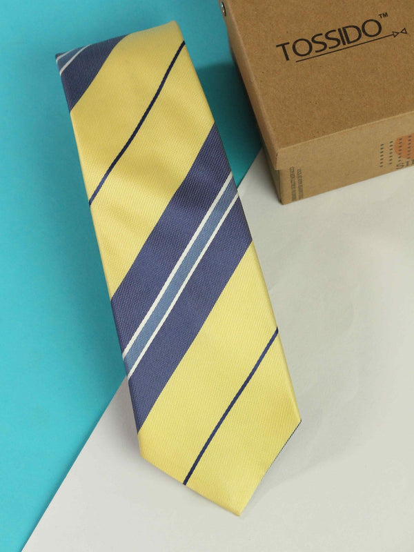 Yellow Stripe Woven Necktie - TOSSIDO