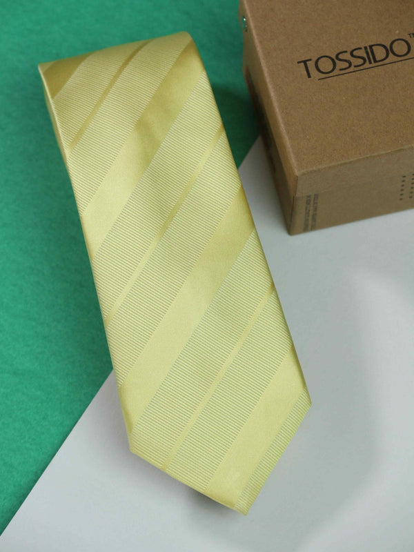Yellow Stripe Woven Necktie - TOSSIDO