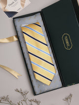 Yellow Stripes Woven Silk Necktie - TOSSIDO
