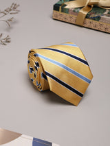 Yellow Stripes Woven Silk Necktie - TOSSIDO